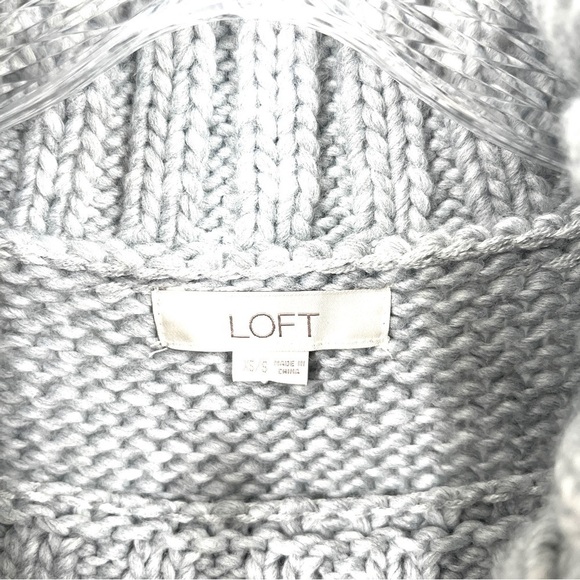 LOFT Womens Oversized Gray Chunky Knit Poncho Turtleneck - Picture 8 of 9